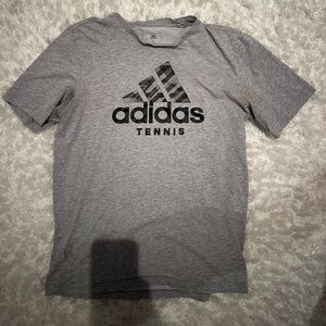 Mans adidas tennis shirt. Size small. Grey. Cotton.
